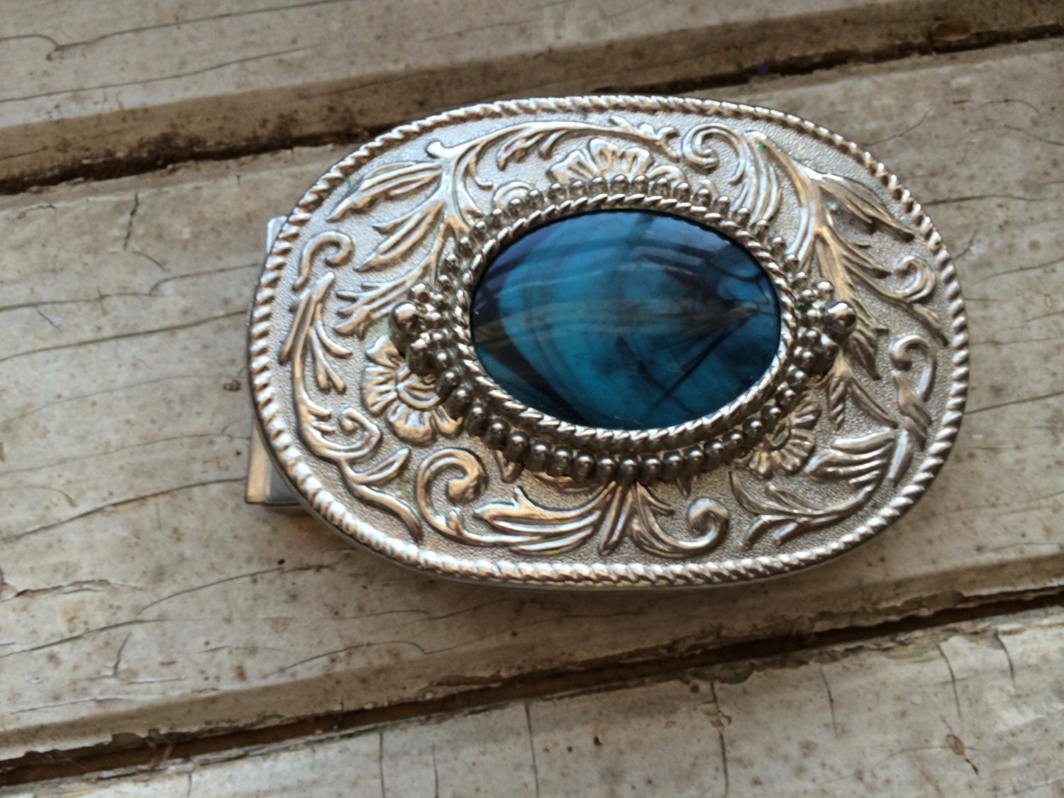 Vintage Belt Buckle Turquoise/ Silver Mens Accessories