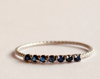 Half eternity ring Sapphire ring - blue stone ring