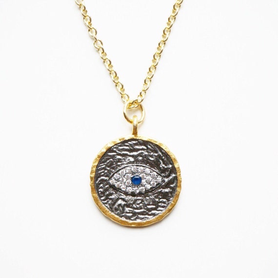Items similar to Greek Eye Charm Necklace, Birthday Gift, Bridesmaid