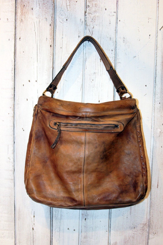 Handmade Italian Vintage Brown Leather Bag TOBACCO