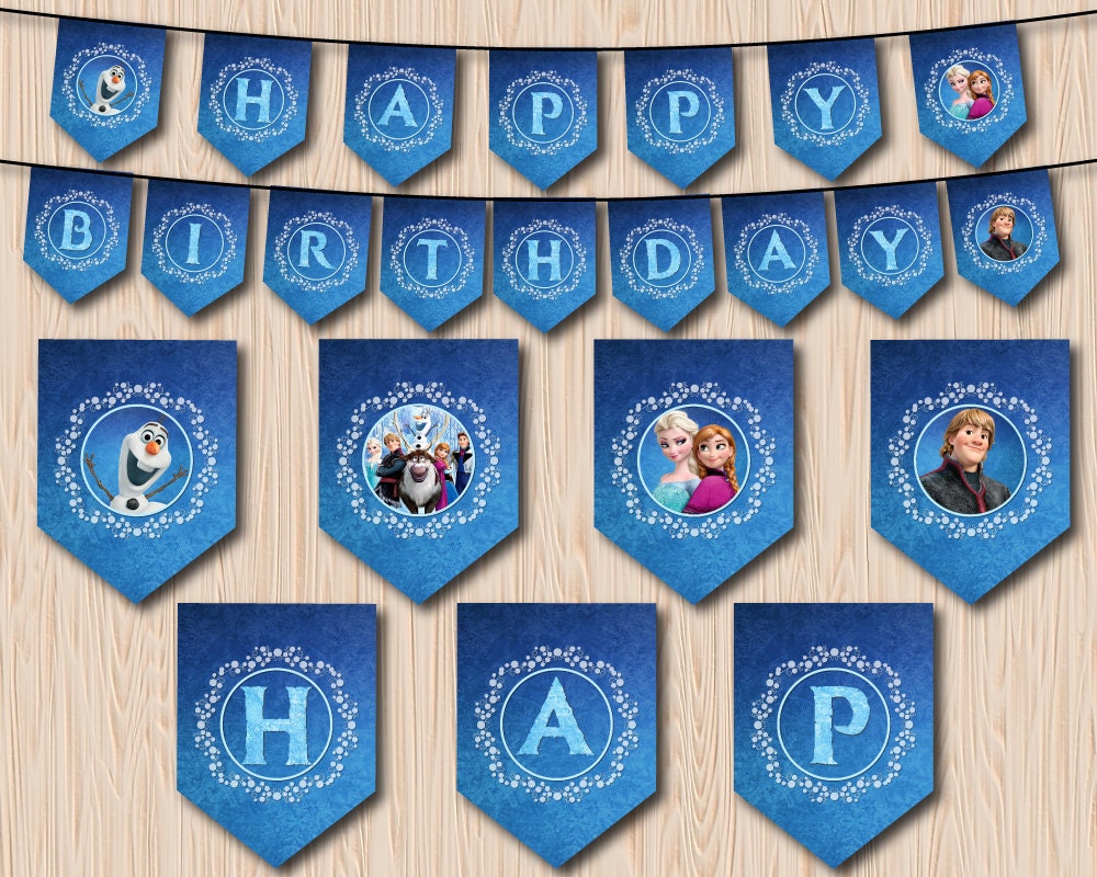 Frozen Birthday Banner Printable Frozen Banner by MaryAnnColors