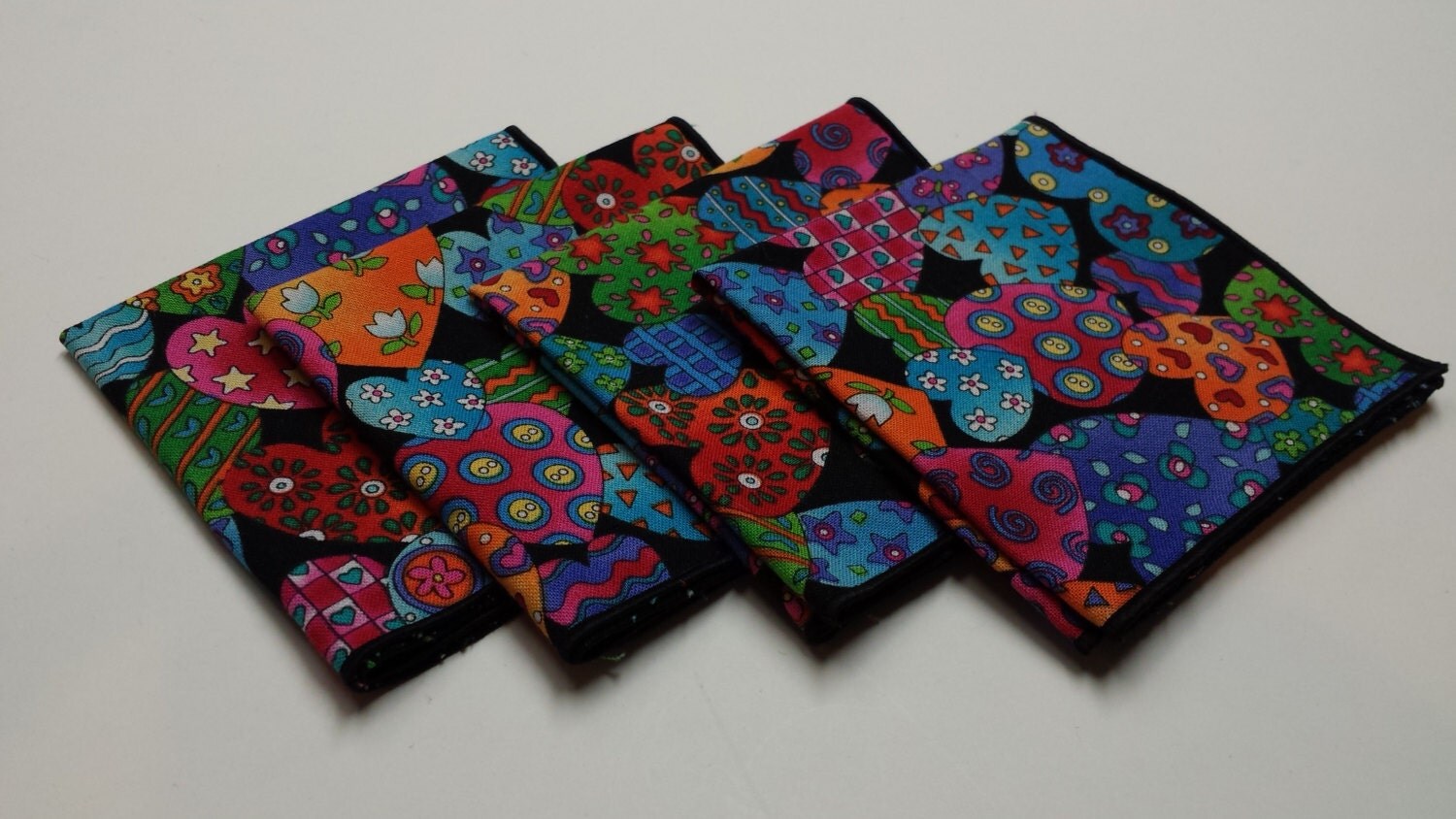 Cloth Valentine cocktail napkins bundle of 4 Multi Colored