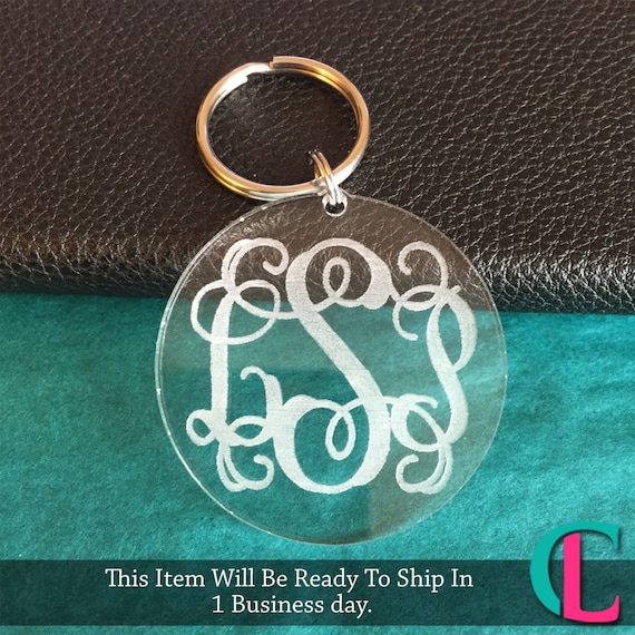Engraved Clear Acrylic Monogrammed Keychain by lilidesigners