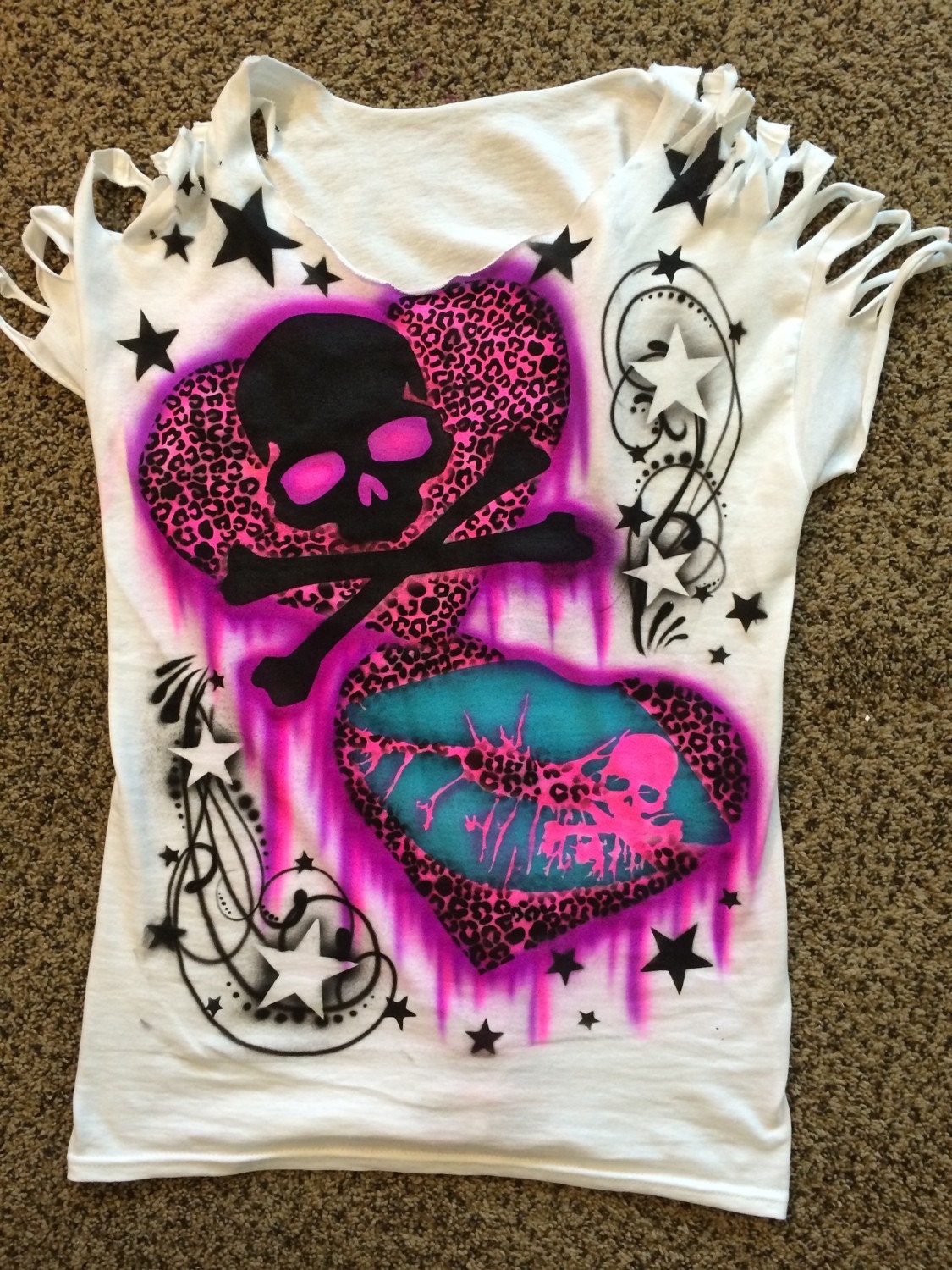 OOAK Custom Airbrush Shirt tattoo theme by StinasCraftDesigns