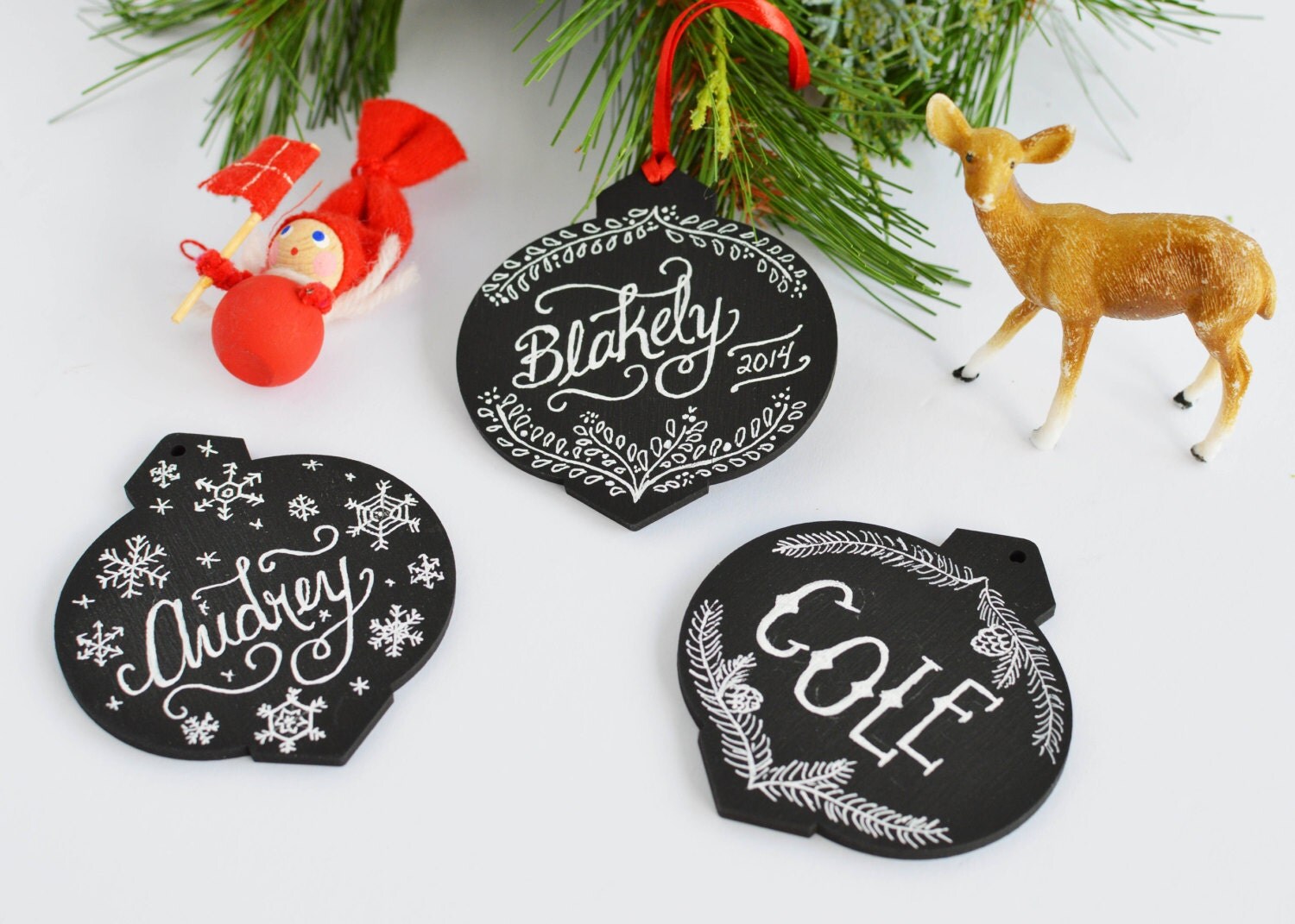 Personalized Christmas Ornament Custom Chalkboard Ornament