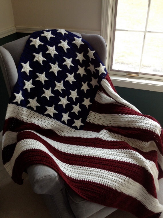 Download stars and stipes cotton afghan Memorial Day or 4th of July