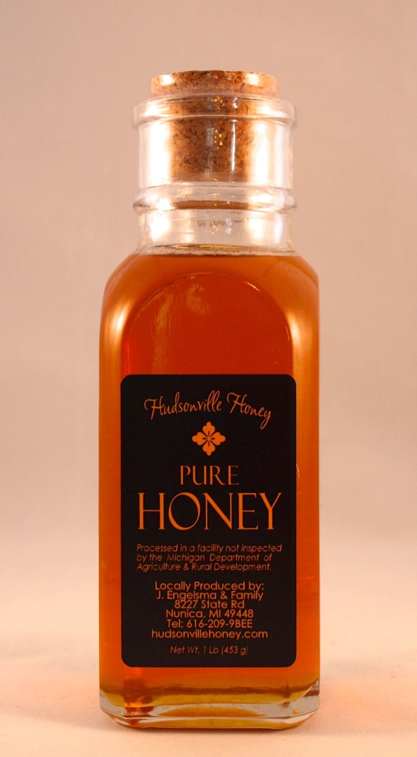 Download Classic Glass Muth Honey Jar of Fine Michigan Wildflower Honey Yellowimages Mockups