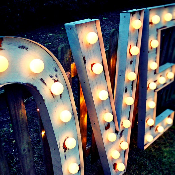 LOVE sign (Relic // Patina // Fun Fair Sign & Light // Vintage themed // Wedding // Distressed // Home lighting)