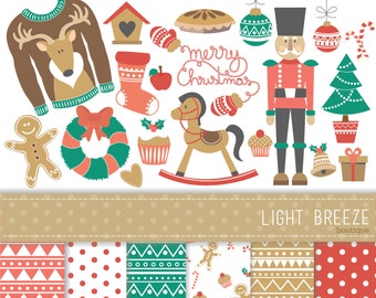 Christmas Digital Clipart, Digital Paper and Vector Set - Instant Download - Personal and Commercial Use