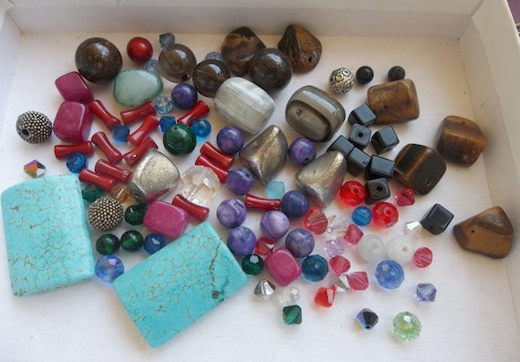 Mixed Lot of Gemstones, Semi-Precious Stones, Swarovski Crystals, Czech Crystals and more.