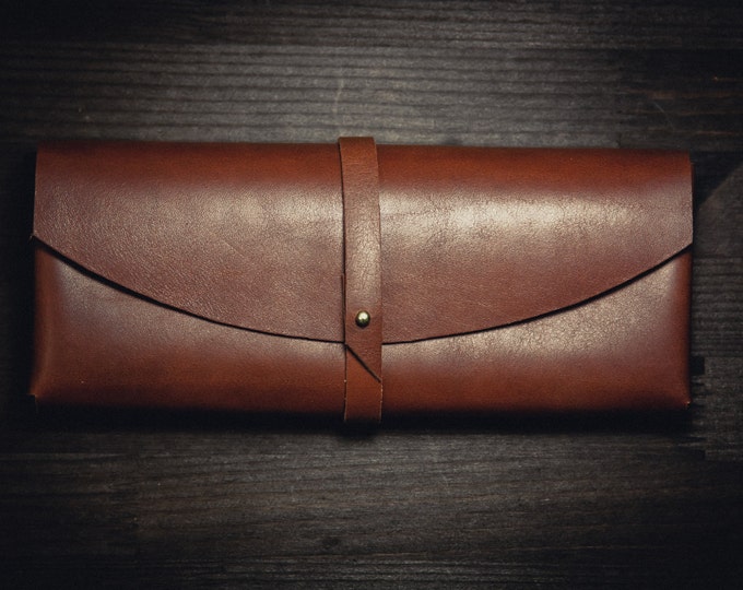 Horween leather clutch/Minimal Leather Clutch/Evening Bag/Brown leather clutch/Classic leather clutch/HandBag