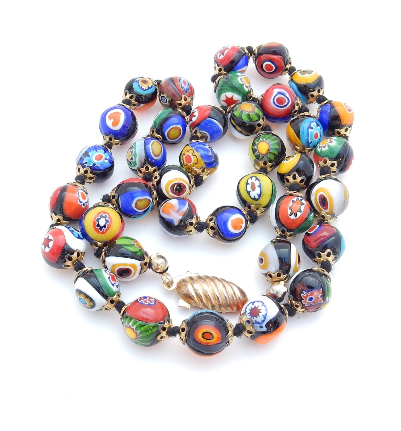 Millefiori Glass Bead Necklace Necklace Italian
