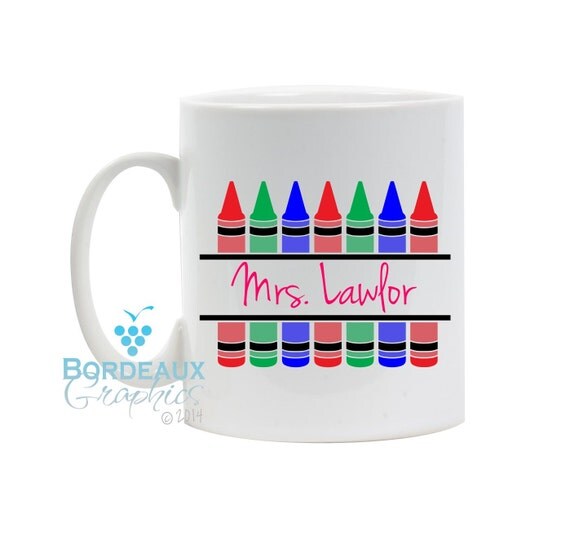 Personalized Crayon Coffee Cup Custom Teacher by BordeauxGraphics