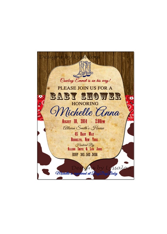 Cowboy Baby Shower Invitation Western Baby Shower