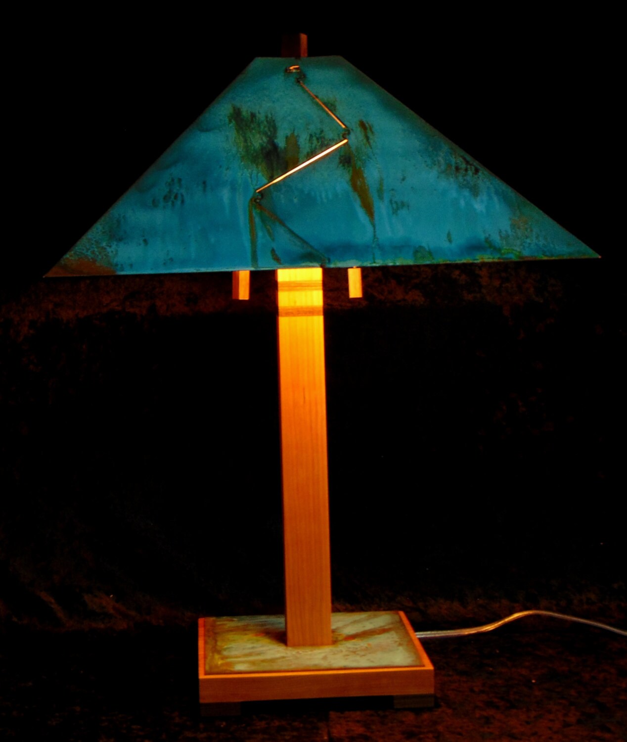 Modern lamp Manhattan 26 tallCherry with walnut trim