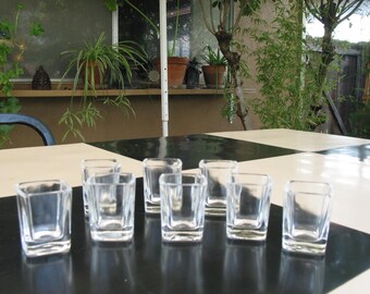 Vintage Square Shot Glasses Set of Eight