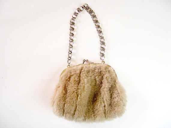 Vintage inspired Faux Fur Purse. Light brown by by SellTheOld
