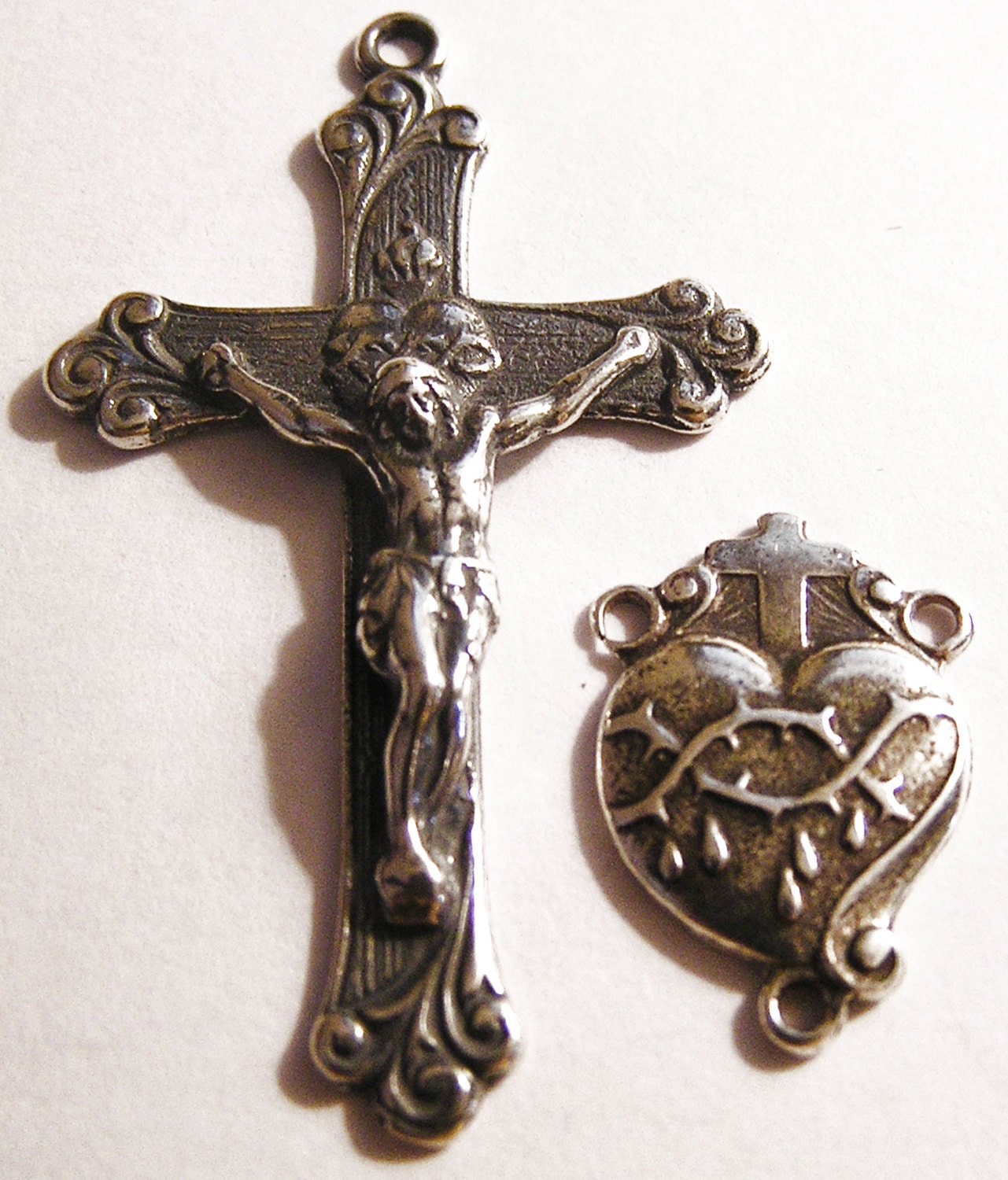 Precious Blood Crucifix & Center Rosary Parts Set Sterling