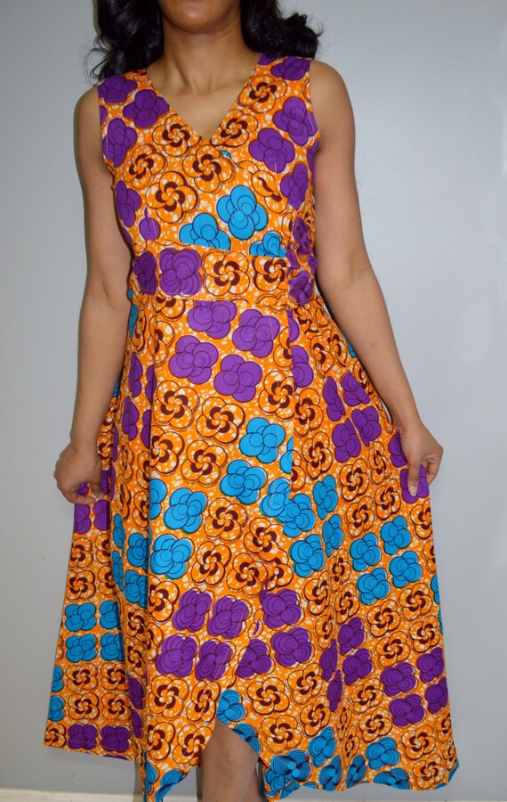 Dompe Ankara Wrap Dress, African Print Long Dress, Maxi Dress,Tribal ...
