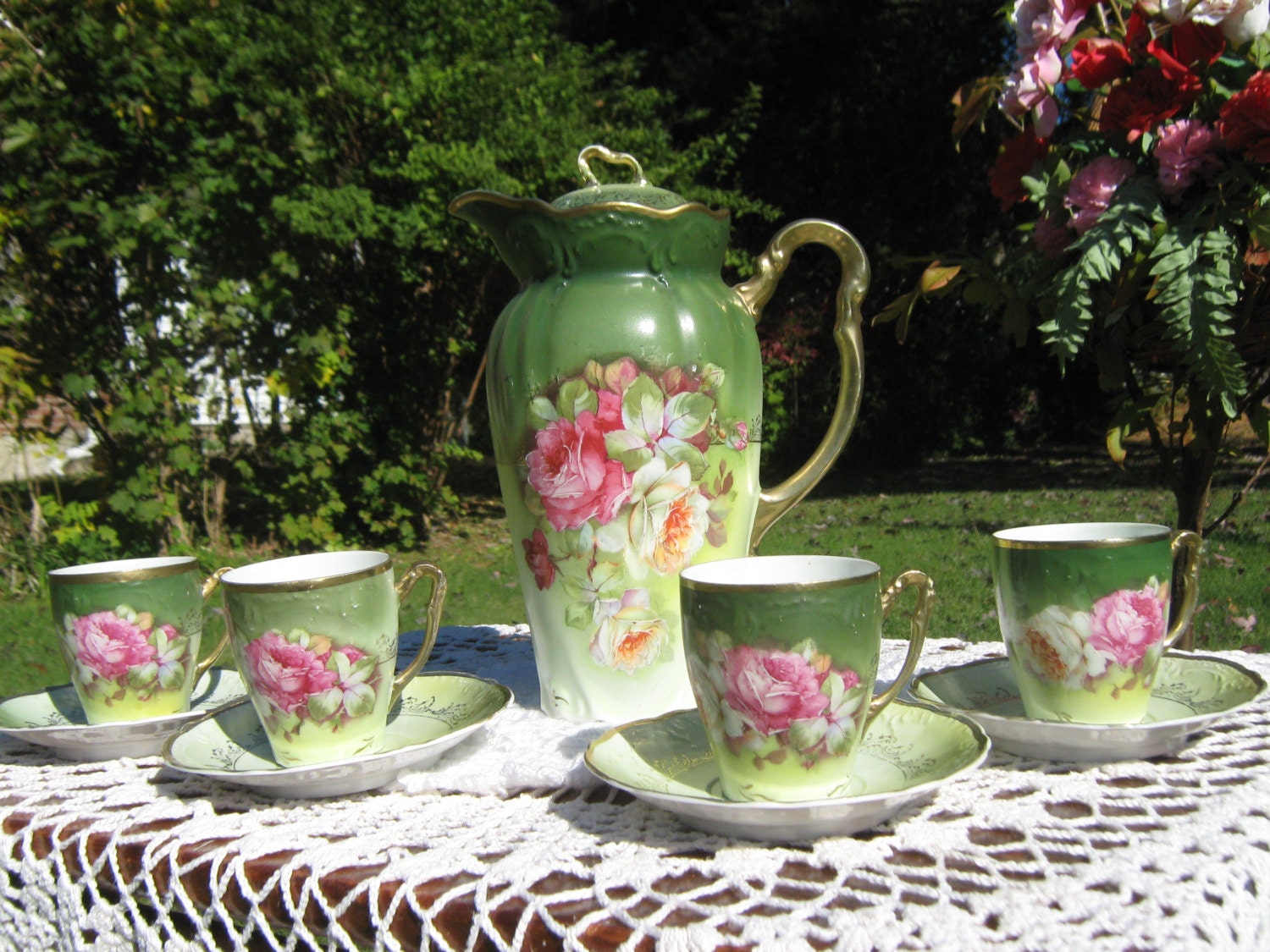 Antique hand painted Nippon Chocolate set.