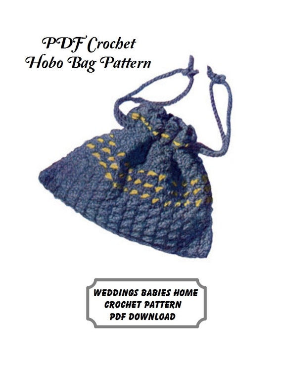 Crochet Pattern, Instant Download, Hobo Bag, Vintage purse, Drawstring ...