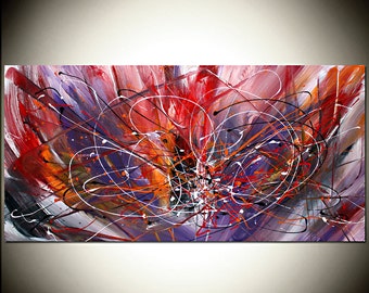 Large Abstract Painting Abstract Art Red Blue by largeartwork