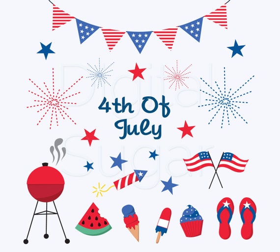 Fourth of July Clip Art Digital Stamps Page Two | Fourth ...