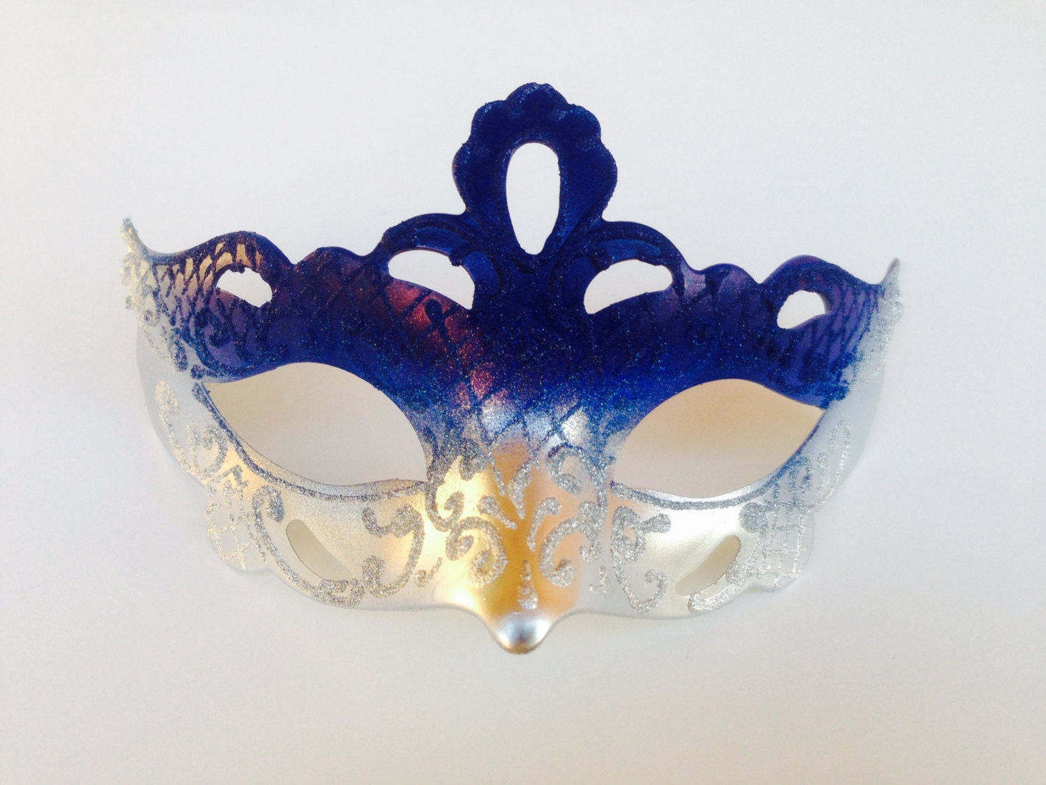 Boys Masquerade Mask Silver and Blue Kids Mask by HigginsCreek