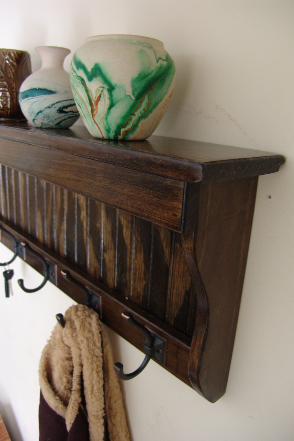 40 Handcrafted Wood wall mount Coat Rack by WindyWoodsWoodcraft