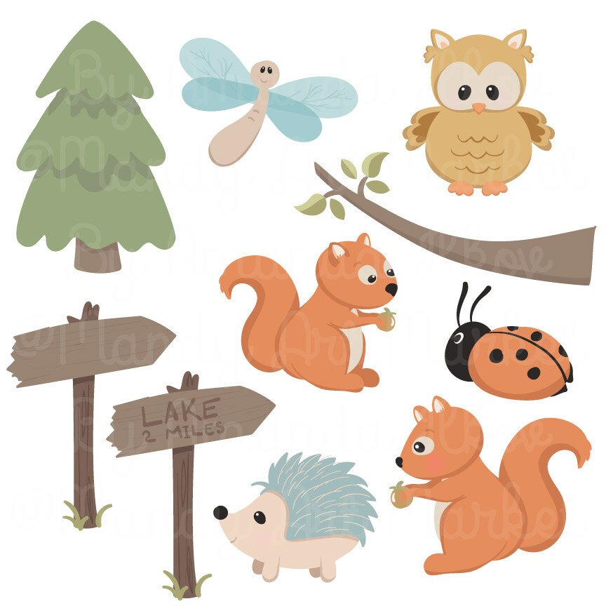 Cute Woodland Animals Clip Art & Papers Woodland Clipart