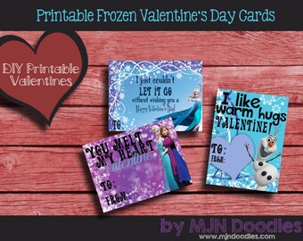 Items similar to Printable Frozen Valentine Cards - Instant Download on ...