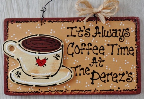 Download It's Always COFFEE TIME Personalized Name Kitchen SIGN