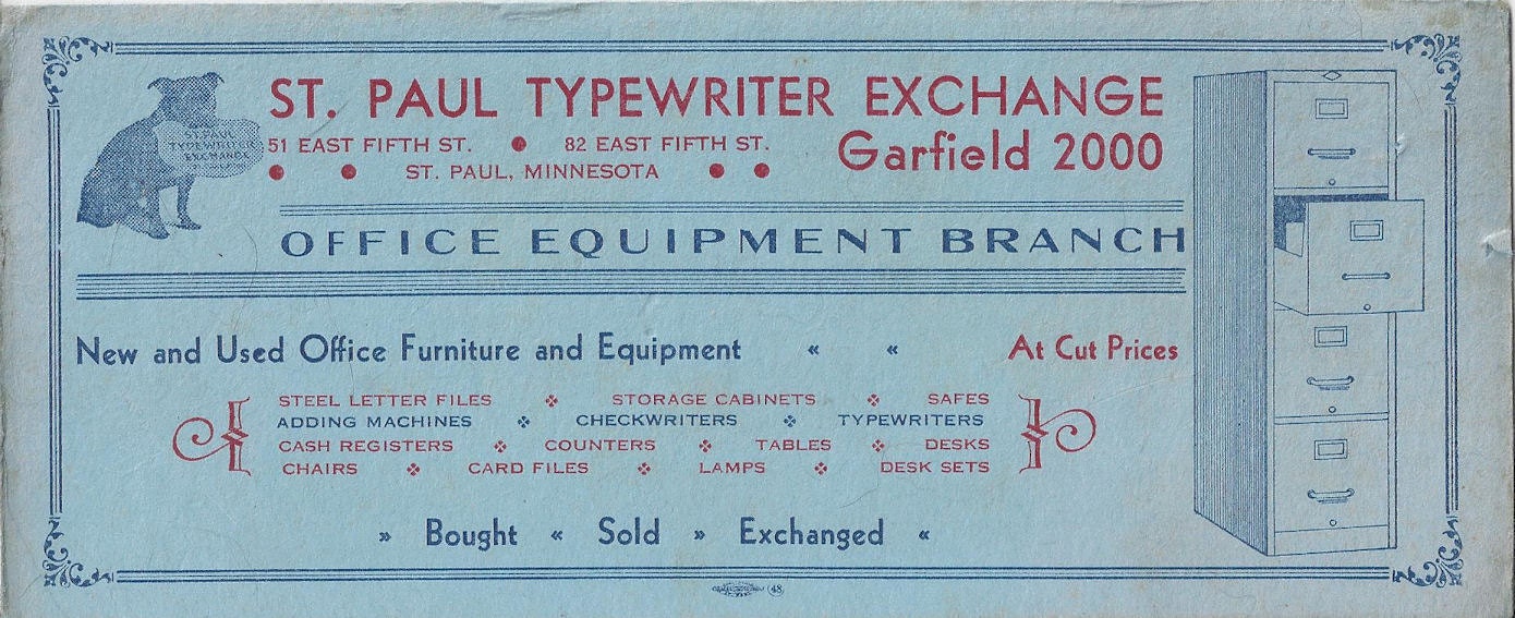 St. Paul Typewriter Exchange Office Furniture & Equipment MN Ink