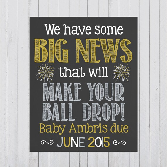 Download Items similar to New Years Themed Pregnancy Announcement ...