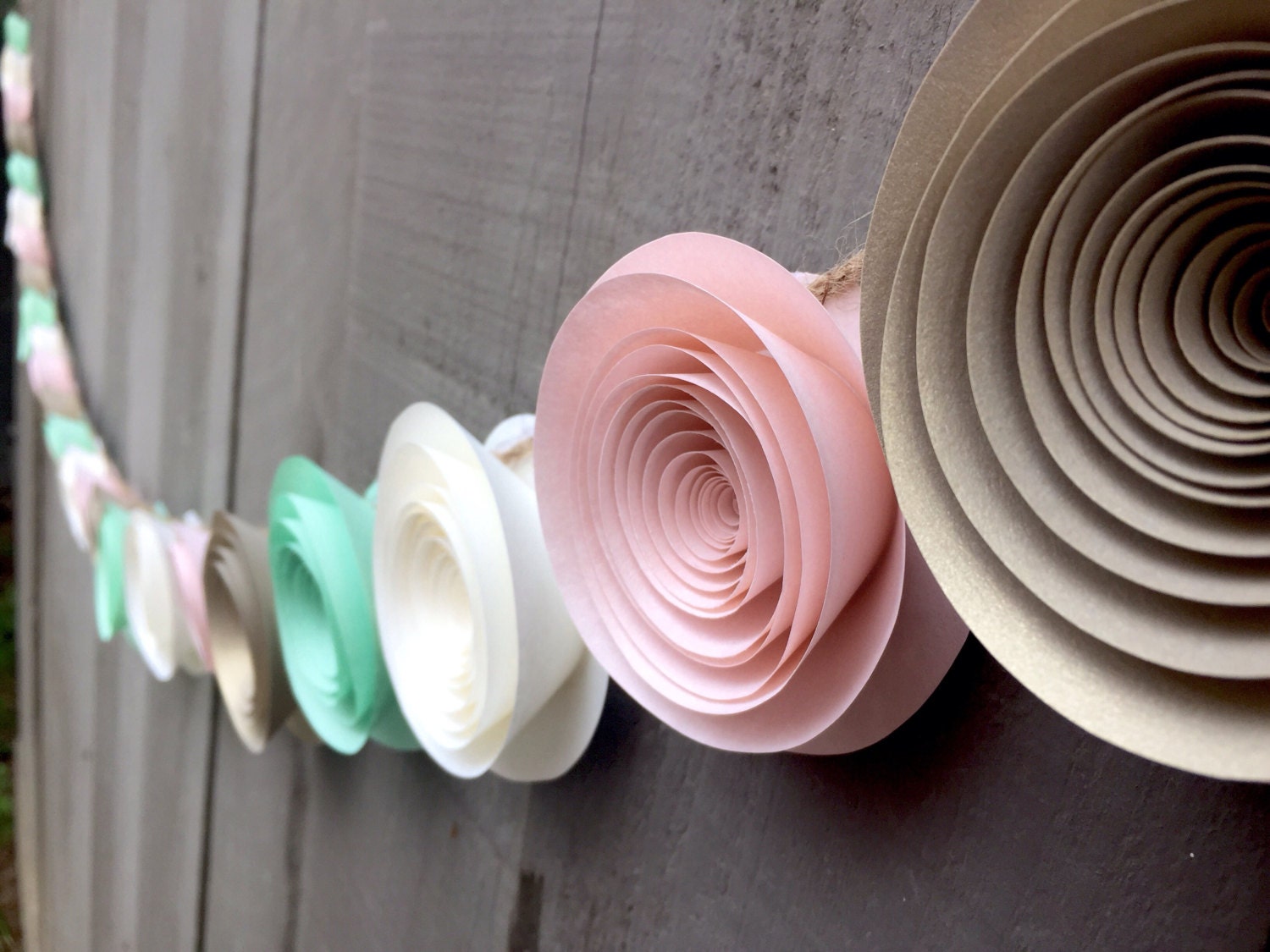 Paper Flower Garland Pink Gold Cream Mint Green Like This Item