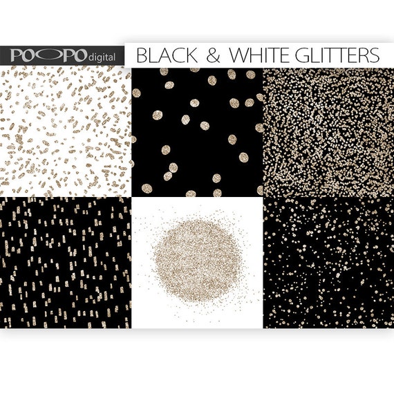 Download Abstract glitter digital paper black and white textures