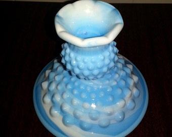 Vintage Fenton Swirl Milk Glass Candle Holder