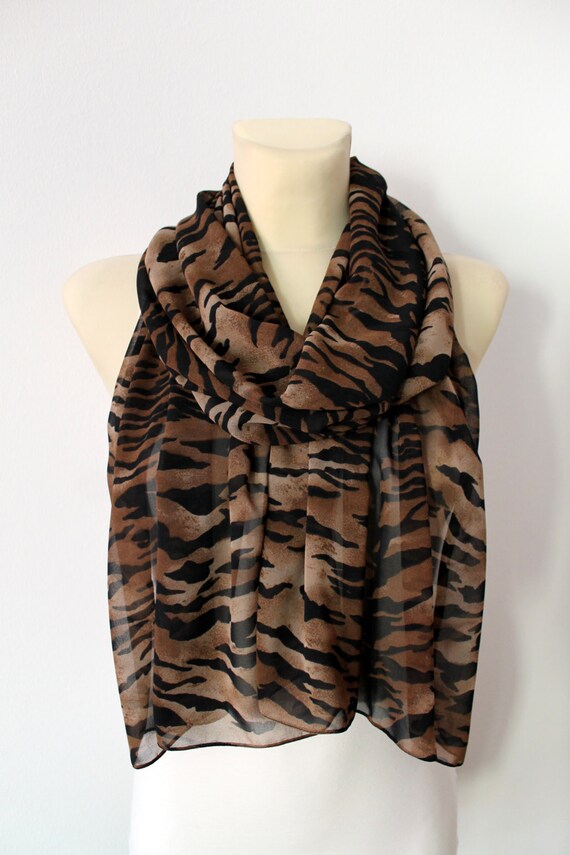 Animal Print Scarf Brown Scarf Fashion Scarf Women Shawl