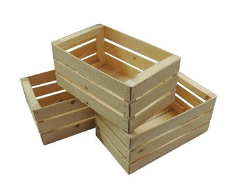 3 Small Wooden Crates Fully Assembled