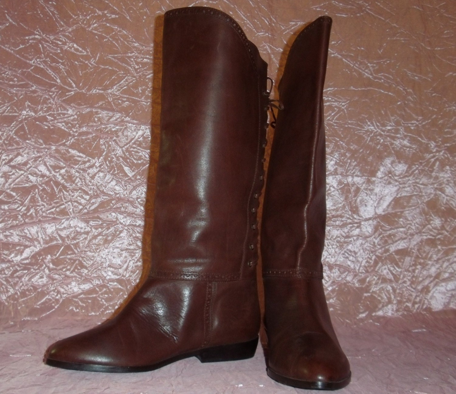 Lace Up Leather Riding Boots Brown Made in Chile Pirate