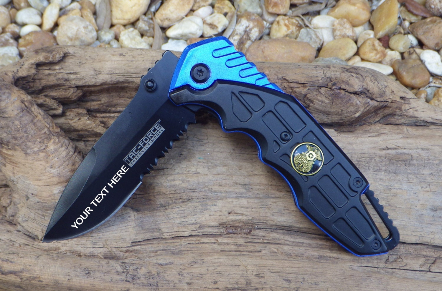 Police Logo Pocket Knife 687PD Laser Engraved Personalized
