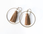 New â‹† Ear pendants LULU | brown leather pompom