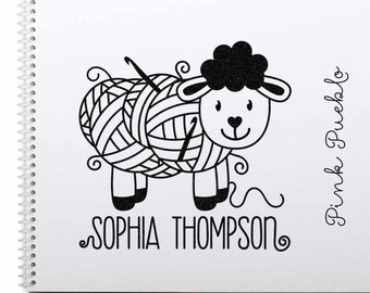Large 3x3" Personalized Crochet Rubber Stamp, Custom Crochet Label Stamp