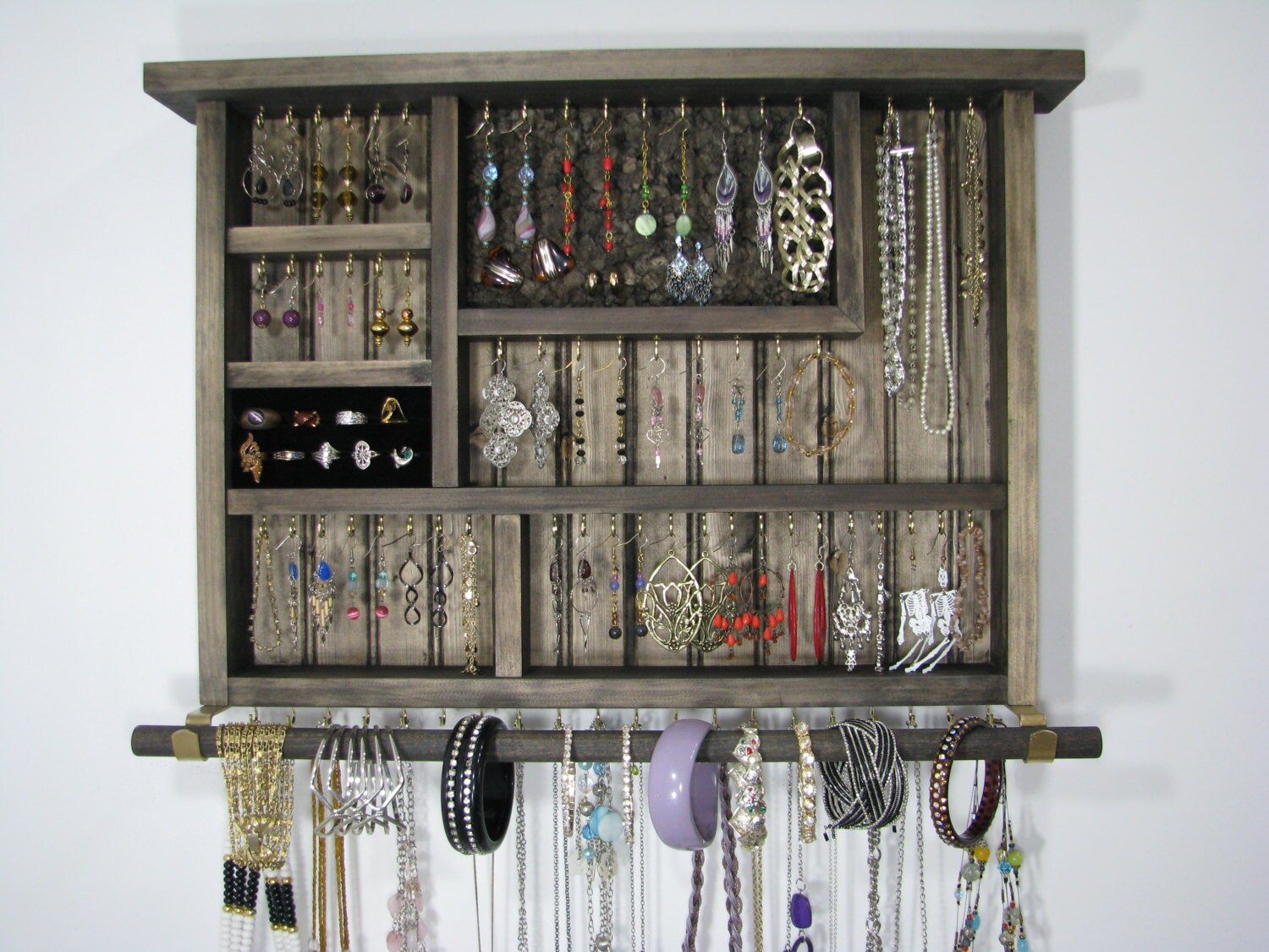 Wall Jewelry Box in Espresso with ring storage