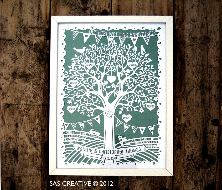 Download Family Tree / First Wedding Anniversary Papercut Template
