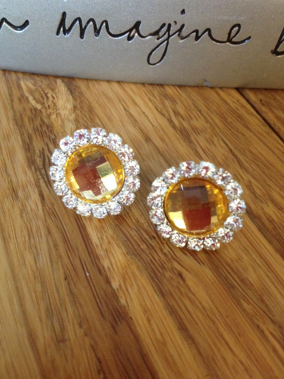 yellow rhinestone earrings