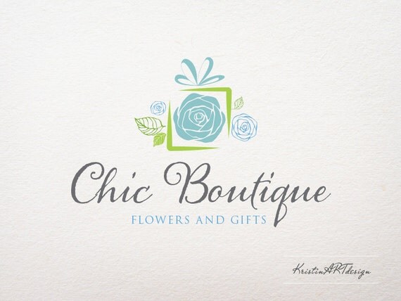 Items similar to Gift shop logo, Flower logo, Premade logo design ...