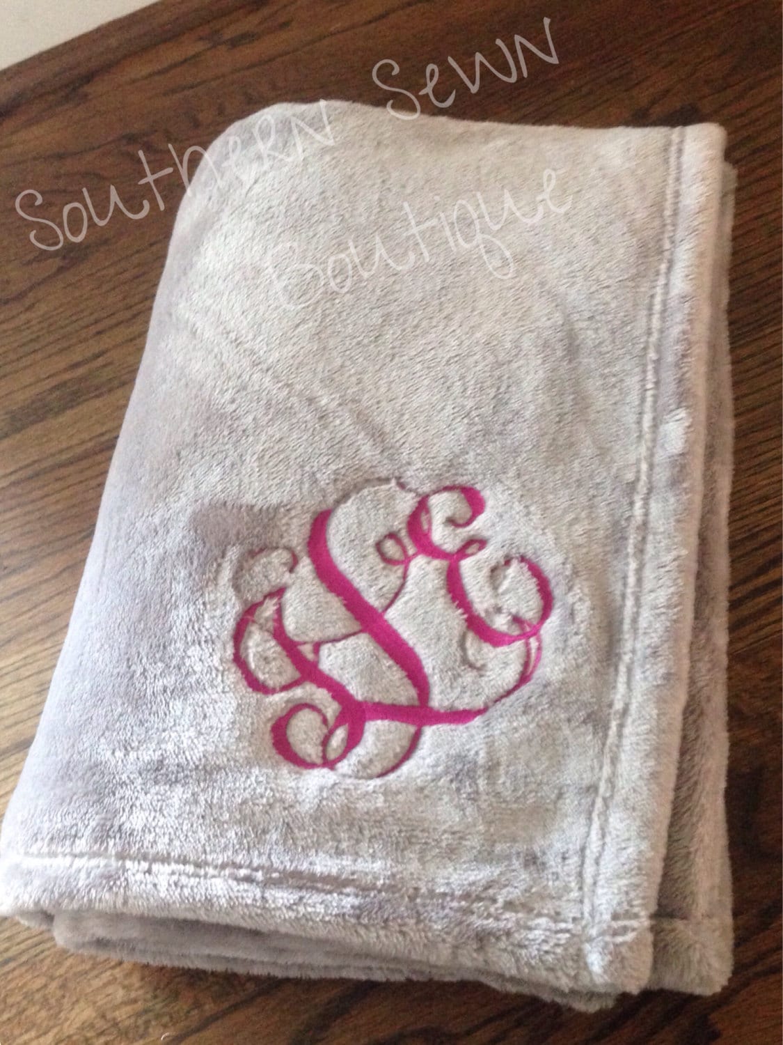 Monogrammed Plush Throw Blanket