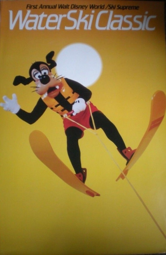 Goofy Water Ski Poster Walt Disney World 1987 First Annual