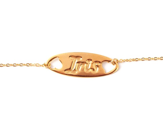 Oval gold with plated Bracelet  bracelet hearts  18k Nameplate  rose Rose gold nameplate red gold